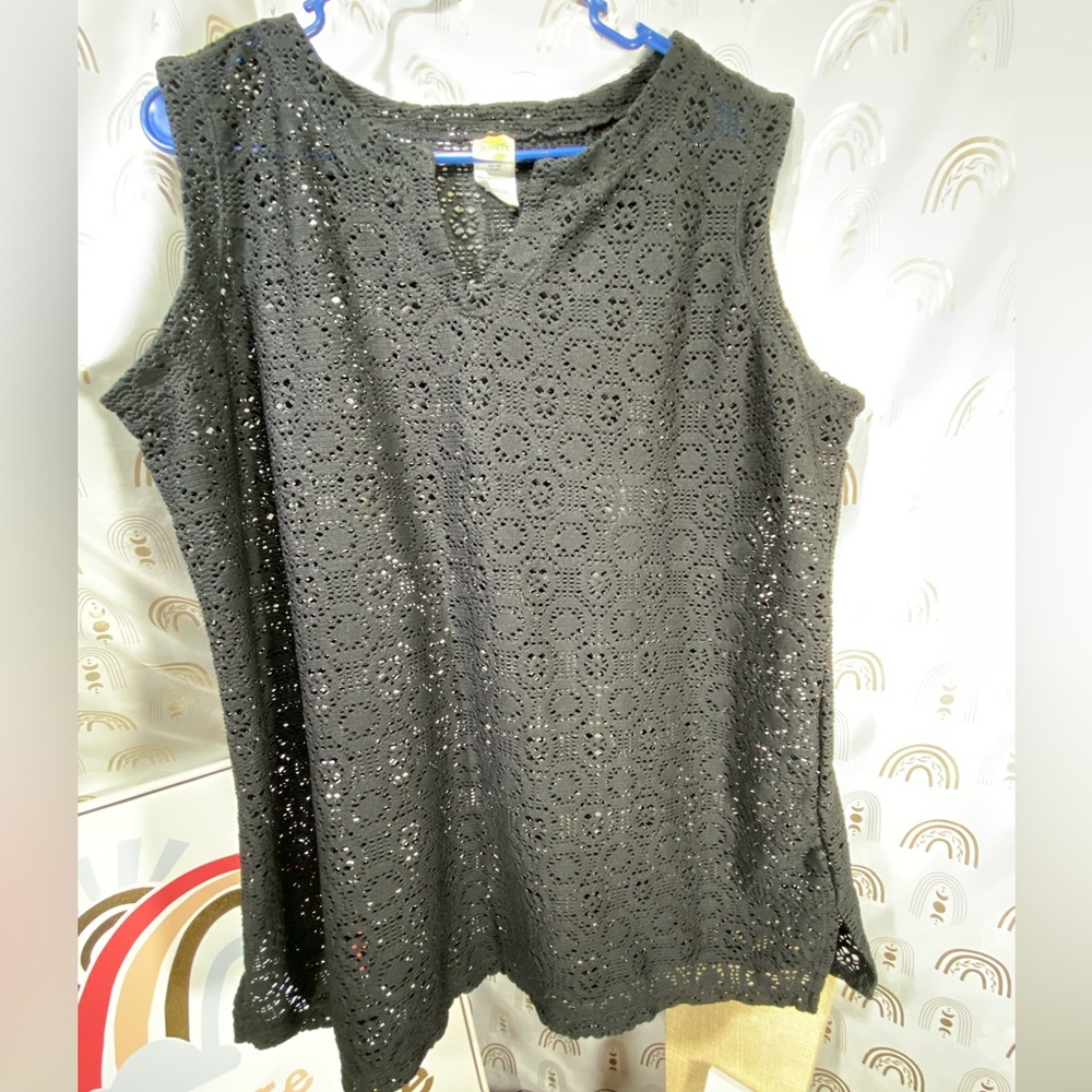 Islander Black Eyelet Tank Top